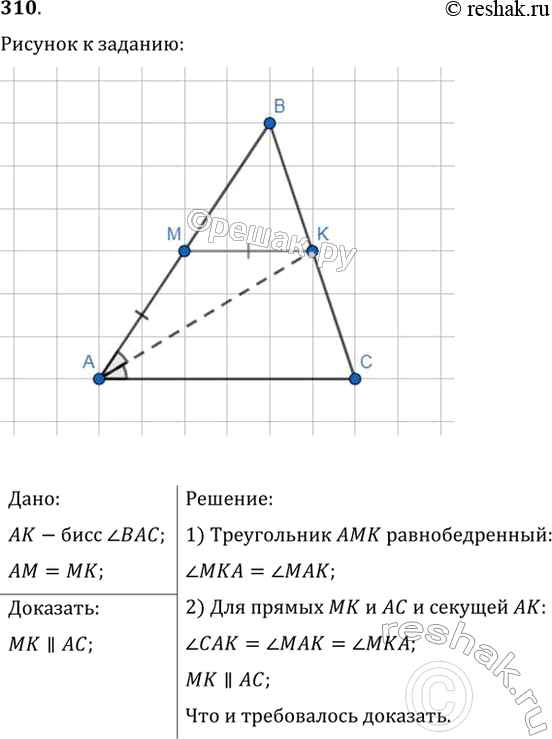 Изображение Упр.310 ГДЗ Мерзляк Полонский 7 класс